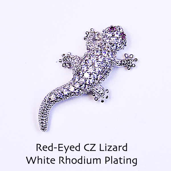 CZ Lizard with ruby colored eyes