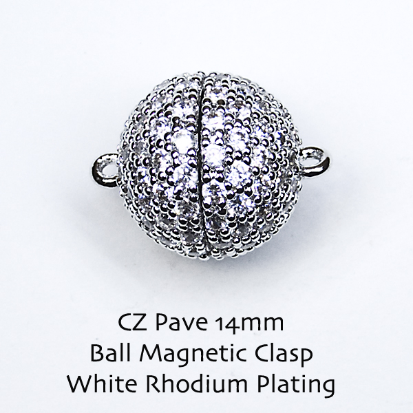 CZ Pave 14mm Ball Magnetic Clasps - Click Image to Close