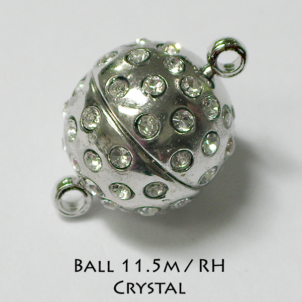 Ball 11.5mm Magnetic Clasps with Preciosa Crystal - Click Image to Close